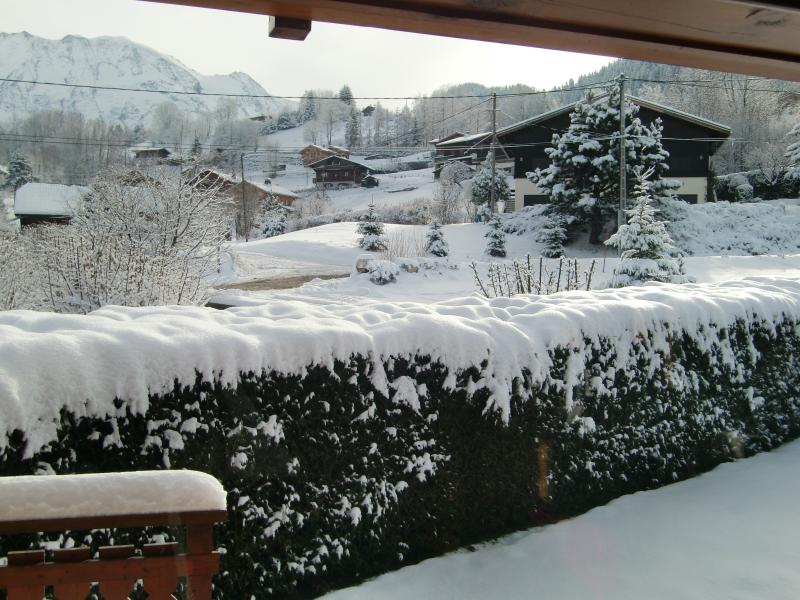 photo 15 Owner direct vacation rental Megve chalet Rhone-Alps Haute-Savoie View from terrace